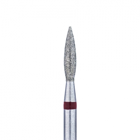 Фреза Кристалл Nails алмазная Пламя острое, диаметр 2,3 мм, красная насечка
